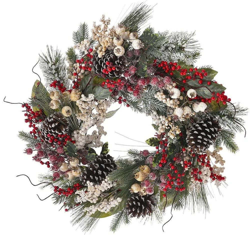 Χριστουγεννιάτικο Στεφάνι Με Berries 81620 55cm Multi