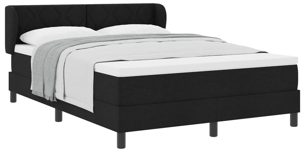 vidaXL κρεβάτι με στρώμα box spring Μαύρο 140x190 εκ Υφάσμα
