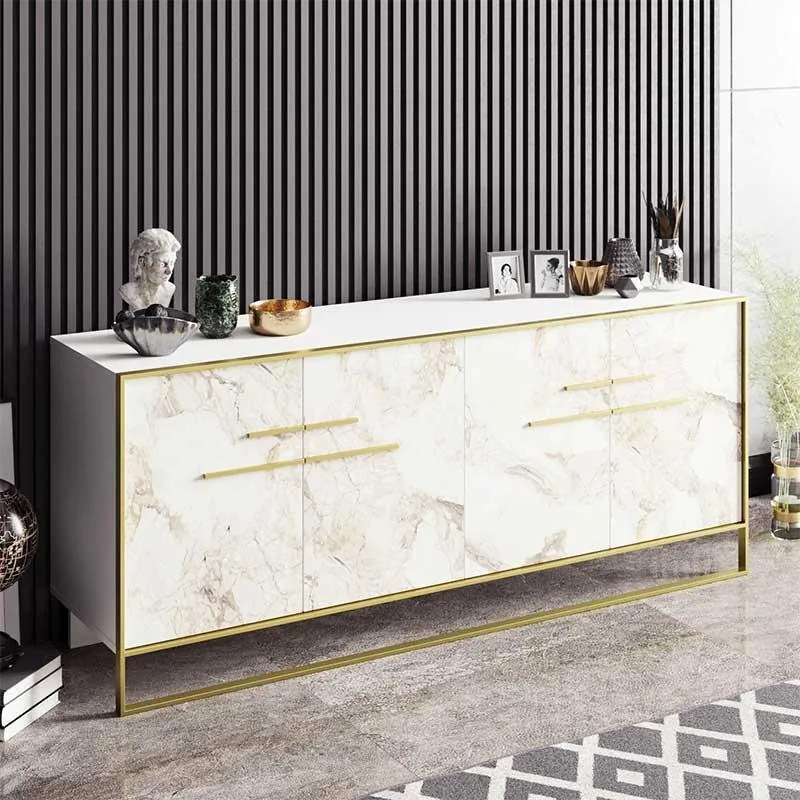 Μπουφές Marble χρώμα λευκό μαρμάρου-χρυσό 180x47,5x75εκ