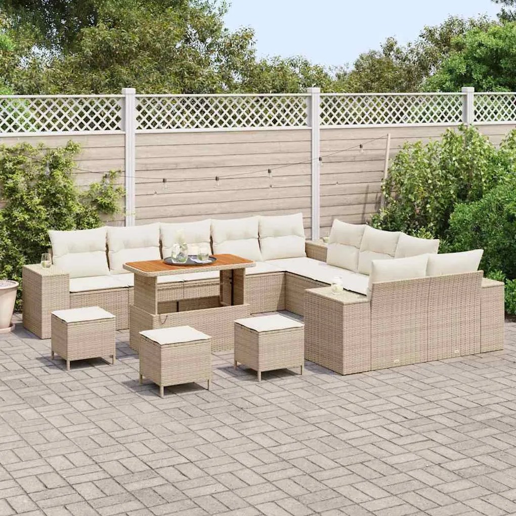 vidaXL Σετ Καναπέ Κήπου 14 pcs Μπεζ, Κρέμα 110 x 55 x 71 εκ