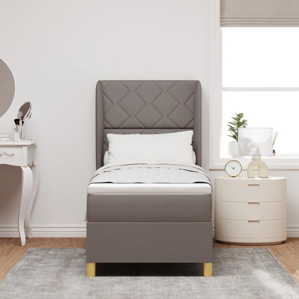 vidaXL Κρεβάτι Box Spring με Στρώμα Taupe 80x200 εκ. Υφασμάτινο