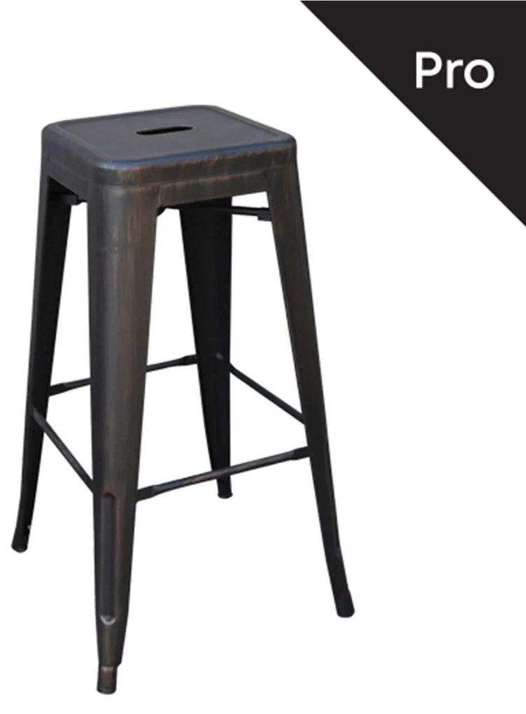 RELIX Σκαμπό Bar Στοιβαζόμενο, Μέταλλο Βαφή Antique Black 43x43 H.76cm