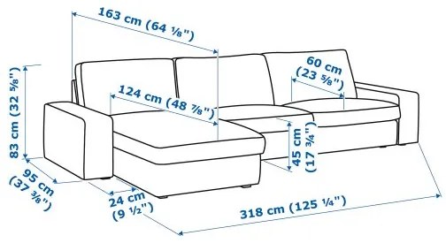 KIVIK 4 θέσιος καναπές με σεζλόνγκ 794.943.86