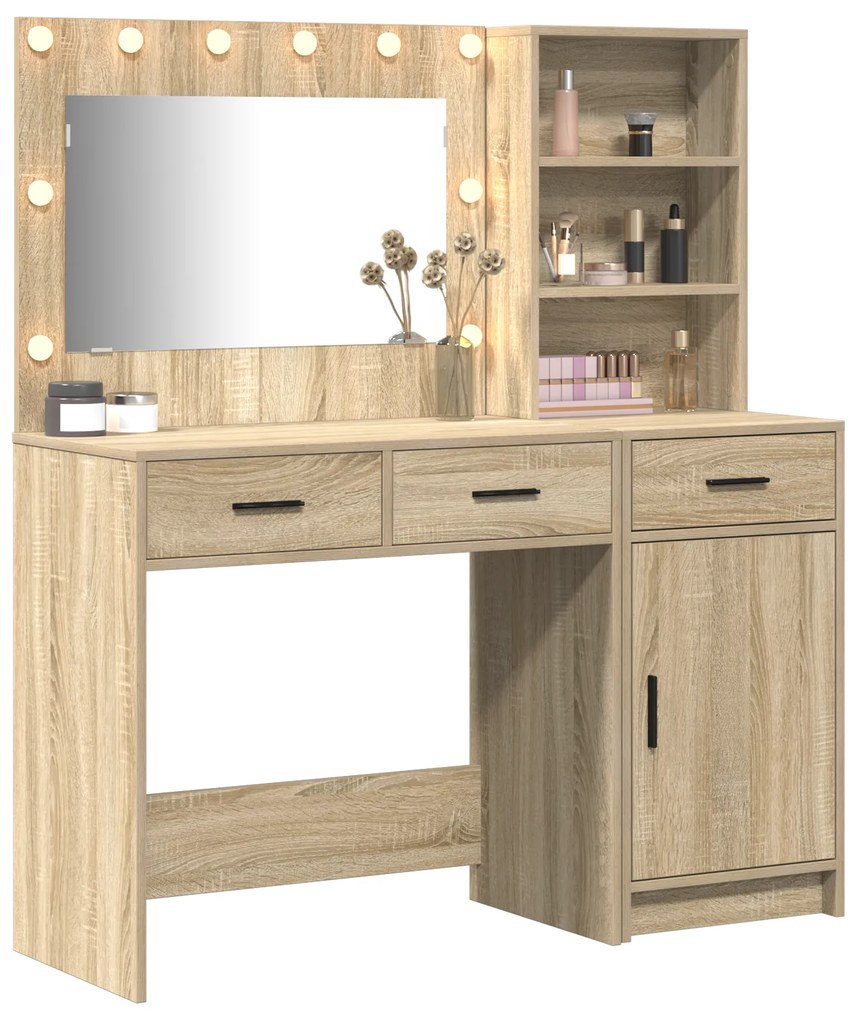 vidaXL Σετ από Dressing Table 2 Τεμαχίων με LED σε Σομόνα Δρυς