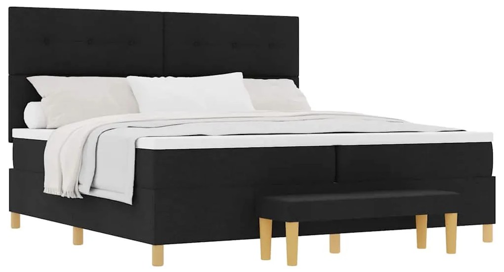 vidaXL Κρεβάτι με ελατήρια με στρώμα Μαύρο 200 x 200 cm ύφασμα