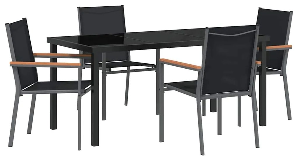 vidaXL Σέτ φαγητού για κήπο 5 pcs Μαύρο Textilene και ατσάλι