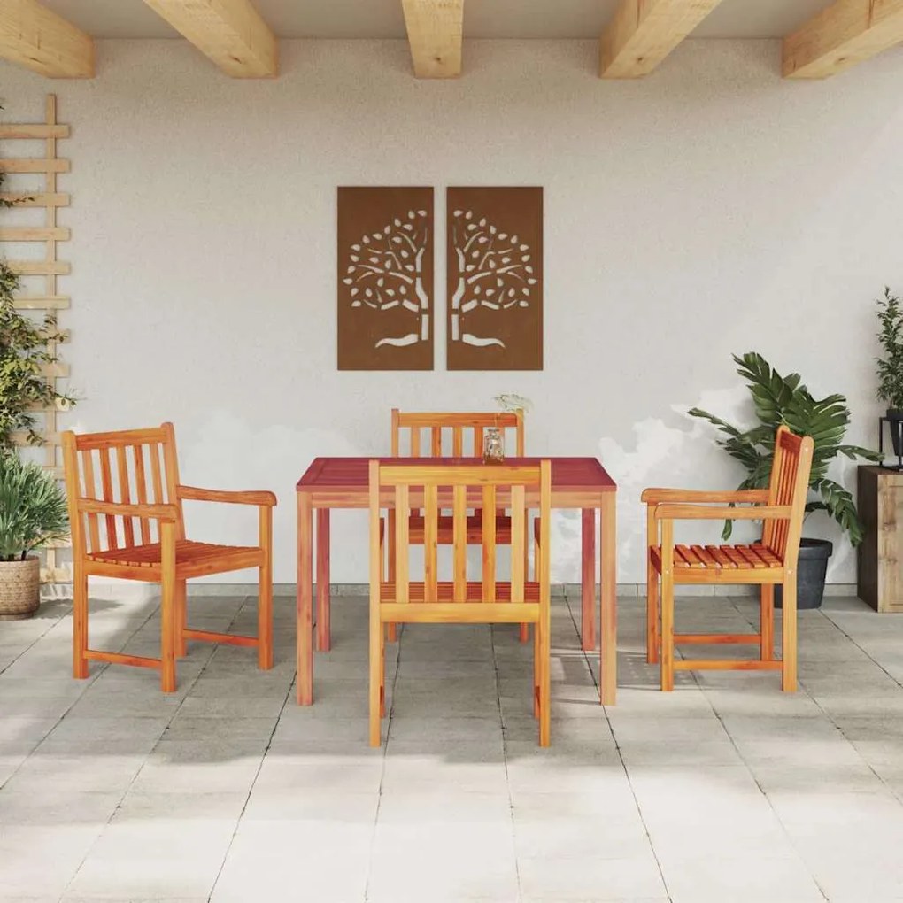vidaXL Σέτ φαγητού για κήπο 5 pcs Καφέ Μασίφ ξύλο ακακίας