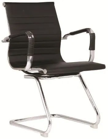 WOODWELL ΕΟ277BF3300V Πολυθρόνα Γραφείου Επισκέπτη, Μέταλλο Βάση Χρώμιο PU Μαύρο 55x60x91cm ΕΟ277