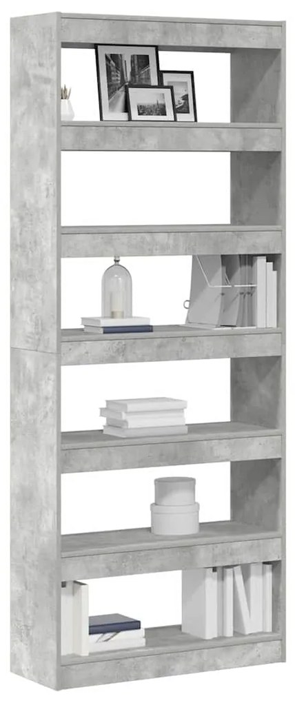vidaXL Βιβλιοθήκη με ράφι Γκρι σκυροδέματος 80 x 30 x 198 εκ