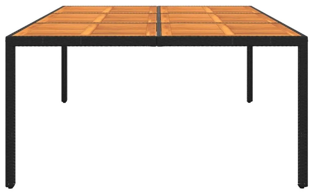 Τραπέζι Κήπου Μαύρο 200x150x75 εκ. Συνθετικό Ρατάν/Ξύλο Ακακίας - Μαύρο