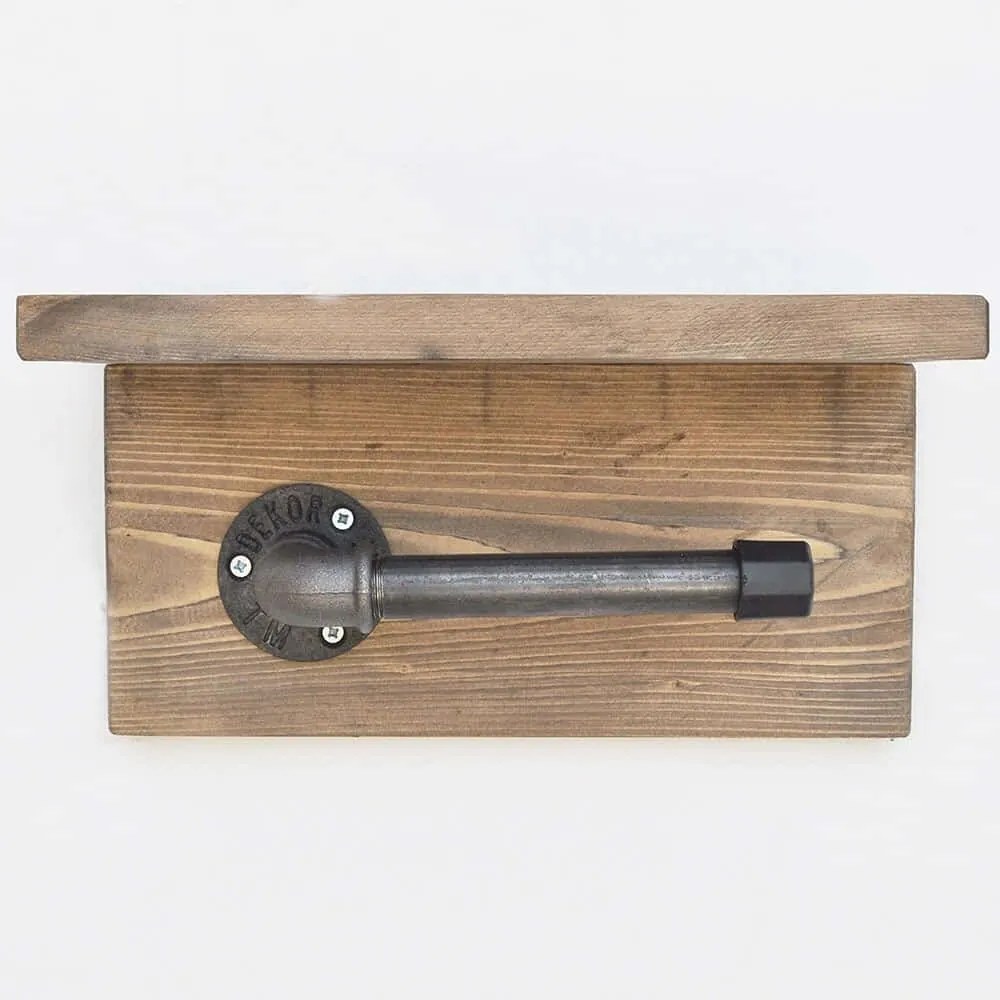 Χαρτοθήκη 792EVL2706 30x12x14cm Walnut-Black Hanah Home Ξύλο,Μέταλλο