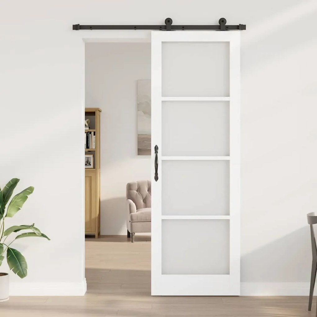 vidaXL Συρόμενη Πόρτα Χειροκίνητος Λευκό 78 x 232 cm Ξύλο και μέταλλο