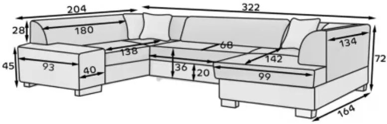 Γωνιακός καναπές Cuba-Δεξιά-Μαύρο