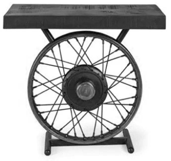 WHEEL SIDE TABLE ΜΑΥΡΟ ΑΣΗΜΙ 61x36xH56cm - 04-0979 - 04-0979