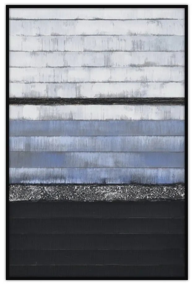 Πίνακας Σε Καμβά Murus 1 017131 62x92xH4,5cm Black-Blue Κάθετοι Ξύλο,Καμβάς