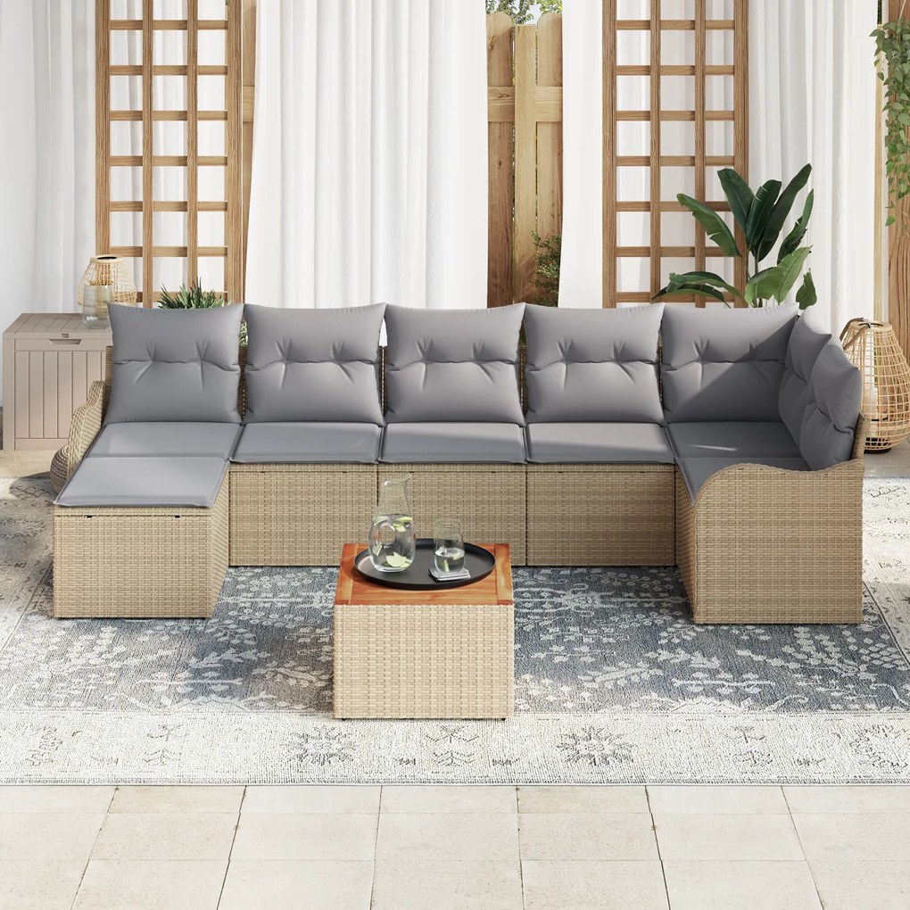 vidaXL Σετ Καναπέ Κήπου 8 pcs Beige, ανοιχτό γκρι Μεγάλο Ρατάν