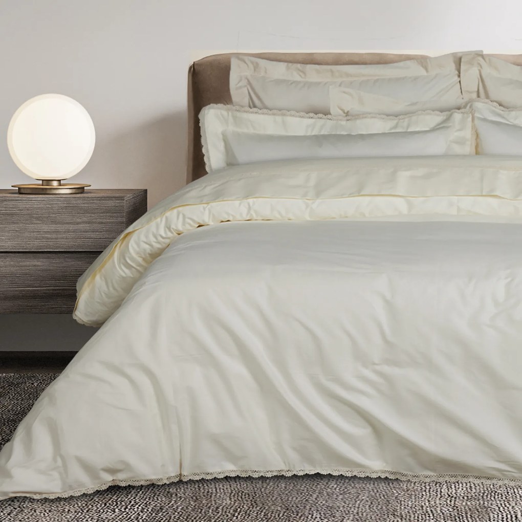 Σετ Παπλωματοθήκη Βαμβακοσατέν King 240x260εκ. Prestige 1709 Ecru Das Home