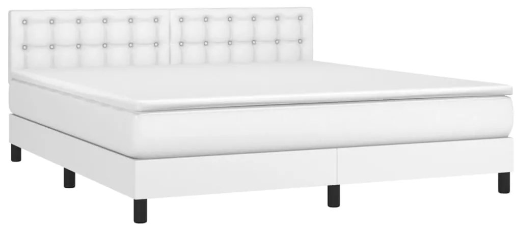 vidaXL Κρεβάτι Boxspring με Στρώμα &amp; LED Λευκό 180x200 εκ. Συνθ. Δέρμα