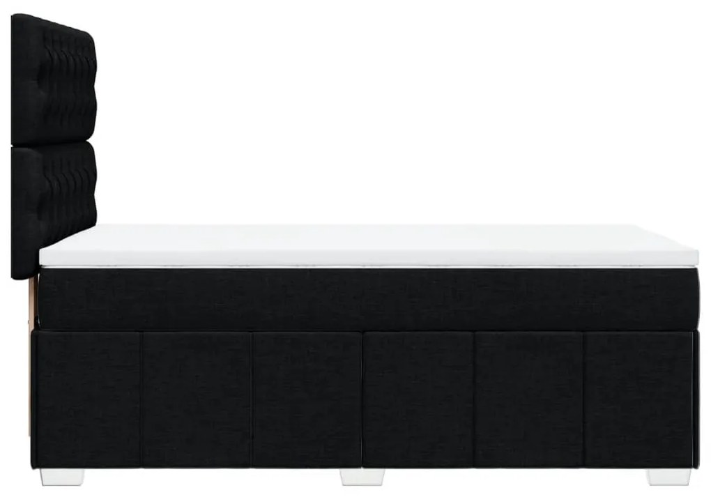 vidaXL Κρεβάτι Boxspring με Στρώμα Μαύρο 90x200 εκ. Υφασμάτινο