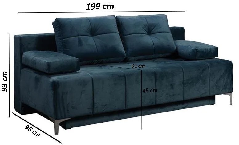 Kαναπές - Κρεβάτι Elena Σκούρο Μπλέ 199x96x93 εκ. 199x96x93 εκ.