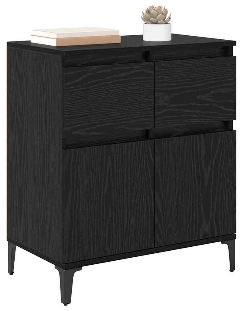 vidaXL Πλαϊνό γραφείο με συρτάρι Μαύρη Οξυά 60 x 35 x 70 cm