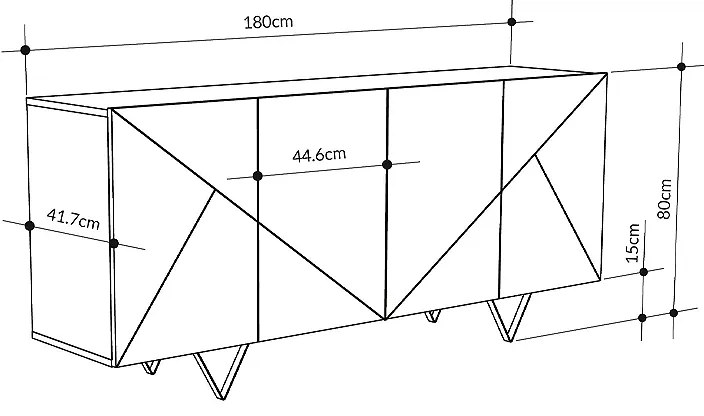 Μπουφές Jakomen Megapap χρώμα ανοιχτό καρυδί 180x41,7x80εκ.