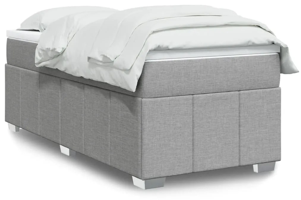 vidaXL Κρεβάτι Boxspring με Στρώμα Ανοιχτό Γκρι 80x200 εκ. Υφασμάτινο