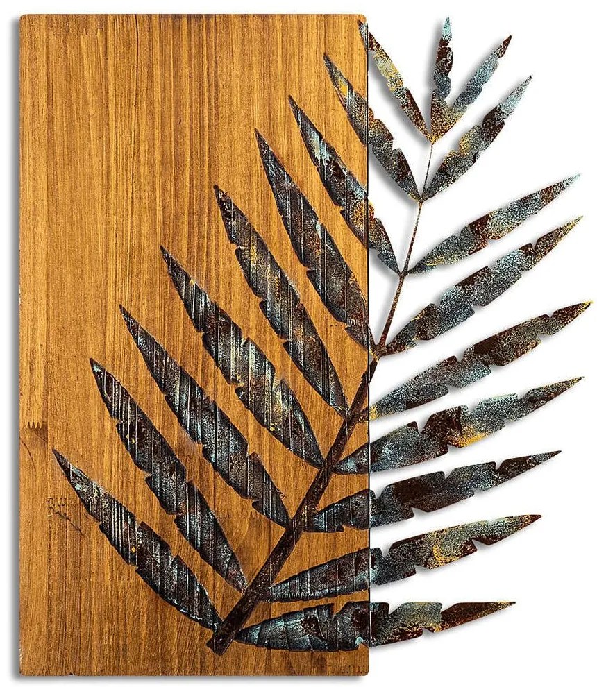 Διακοσμητικό Τοίχου Leaf 899SKL2666 50x58cm Multi Wallity Μέταλλο,Ξύλο