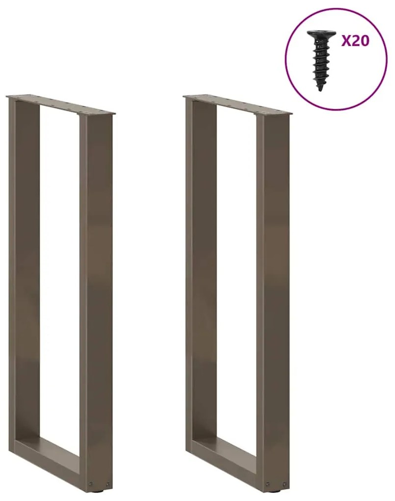 vidaXL Πόδια Τραπεζιού Μπαρ σε Σχήμα U, 2 τεμ., Φυσικό Ατσάλι 40x(100-101) εκ. Ατσάλι