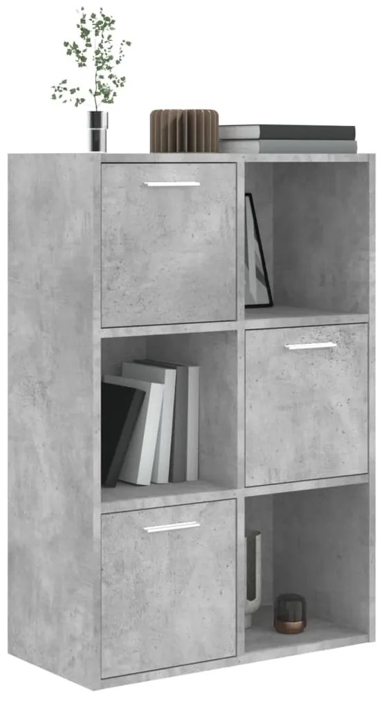 vidaXL Ραφιέρα με Ντουλάπια Γκρι Σκυροδέμ. 60x29,5x90 εκ. Επεξ. Ξύλο