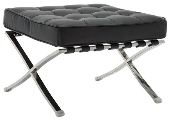 WOODWELL Ε968,02BARCELONA τ. Σκαμπό - Υποπόδιο, Βάση Inox, Pu Μαύρο 61x61x43cm Ε968,02