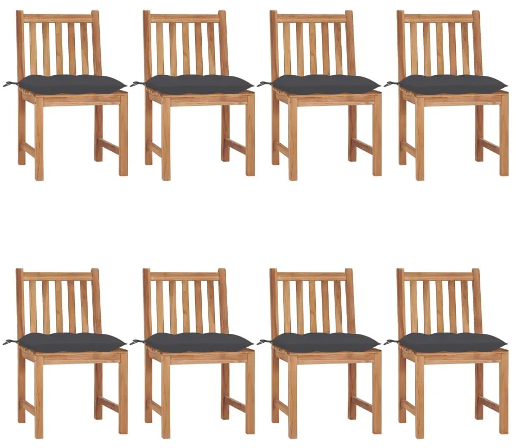 vidaXL Καρέκλες Κήπου 8 τεμ. από Μασίφ Ξύλο Teak με Μαξιλάρια