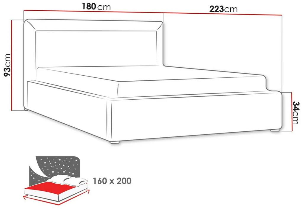 Κρεβάτι Pomona 100, Διπλό, Γκρι, 160x200, Ταπισερί, Τάβλες για Κρεβάτι, 180x223x93cm, 127 kg | Epipla1.gr