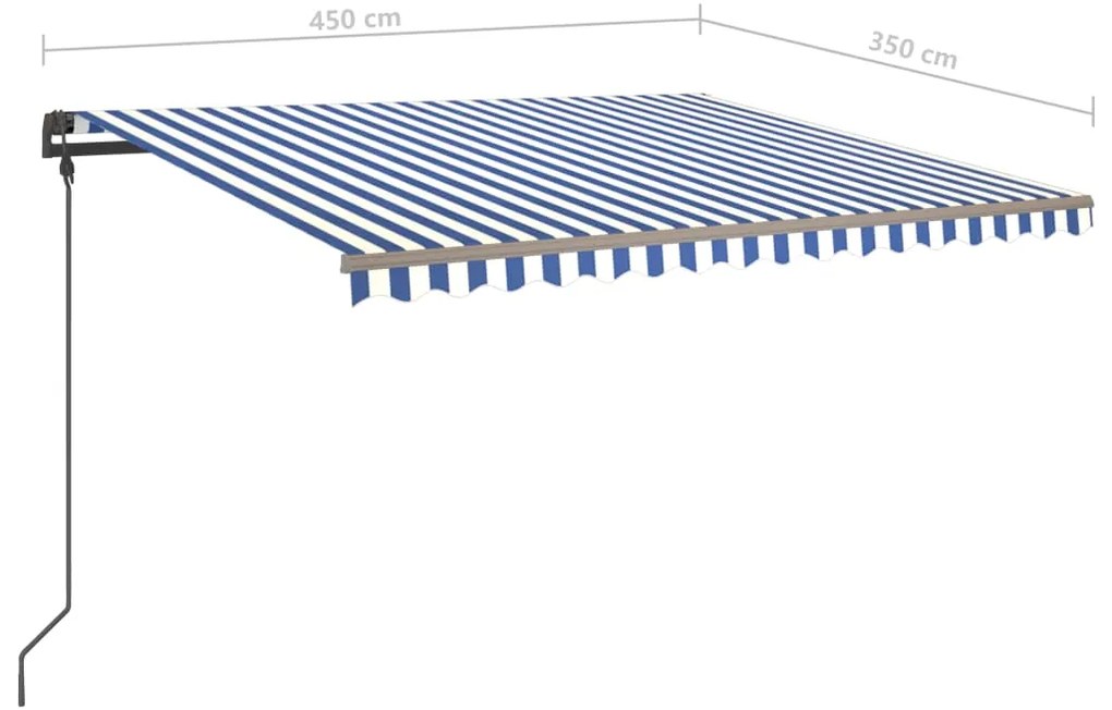 Τέντα Αυτόματη με LED &amp; Αισθ. Ανέμου Μπλε / Λευκό 4,5x3,5 μ. - Μπλε