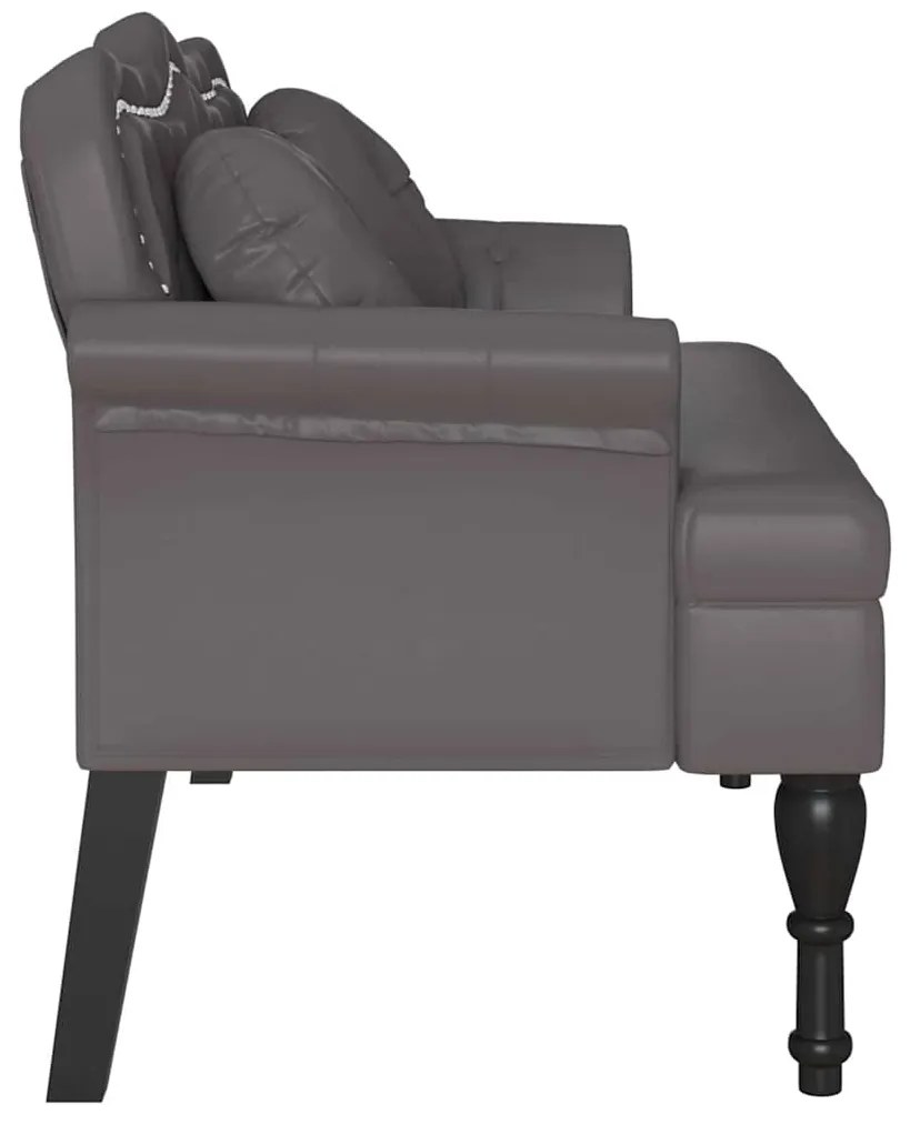 vidaXL Καναπές Chesterfield Γκρι 120,5 x 65 x 75 εκ. Τεχνητό Δέρμα