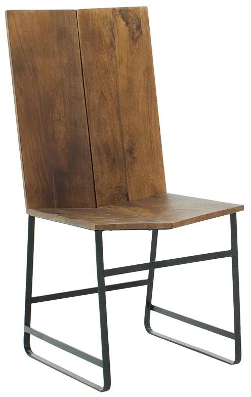 Καρέκλα Elora pakoworld μασίφ ξύλο ακακίας καρυδί-μέταλλο μαύρο Model: 240-000005