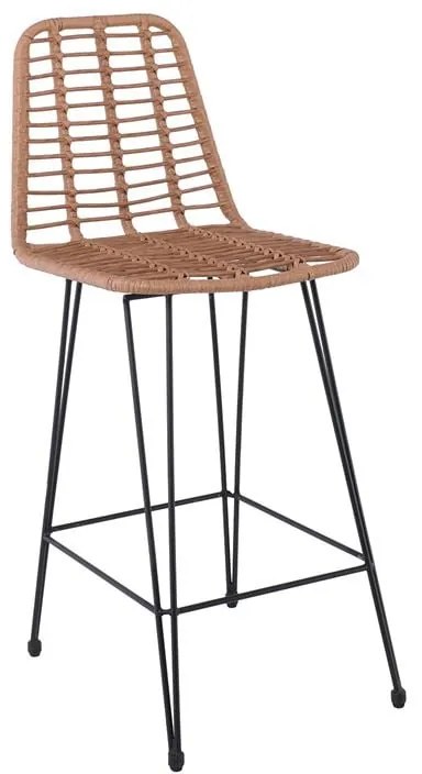 SALSA Σκαμπό BAR-Pro με Πλάτη, Μέταλλο Βαφή Μαύρο, Wicker Φυσικό