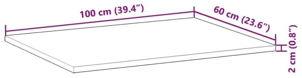 Επιφάνεια Γραφείου Ορθογώνια 100x60x2 εκ. Μασίφ Ξύλο Ακακίας - Καφέ