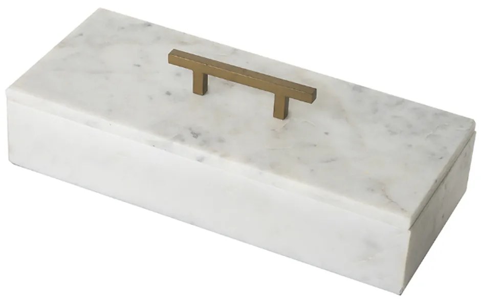 Artekko Marble Κοσμηματοθήκη Κουτί Διακοσμητικό Μάρμαρο Μέταλλο Λευκό Χρυσό (36.8x15.2x10.2)cm