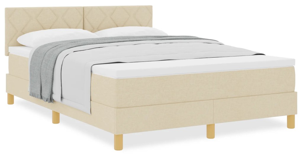 vidaXL Κρεβάτι box spring με στρώμα με στρώμα Κρεμ 140 x 190 cm ύφασμα