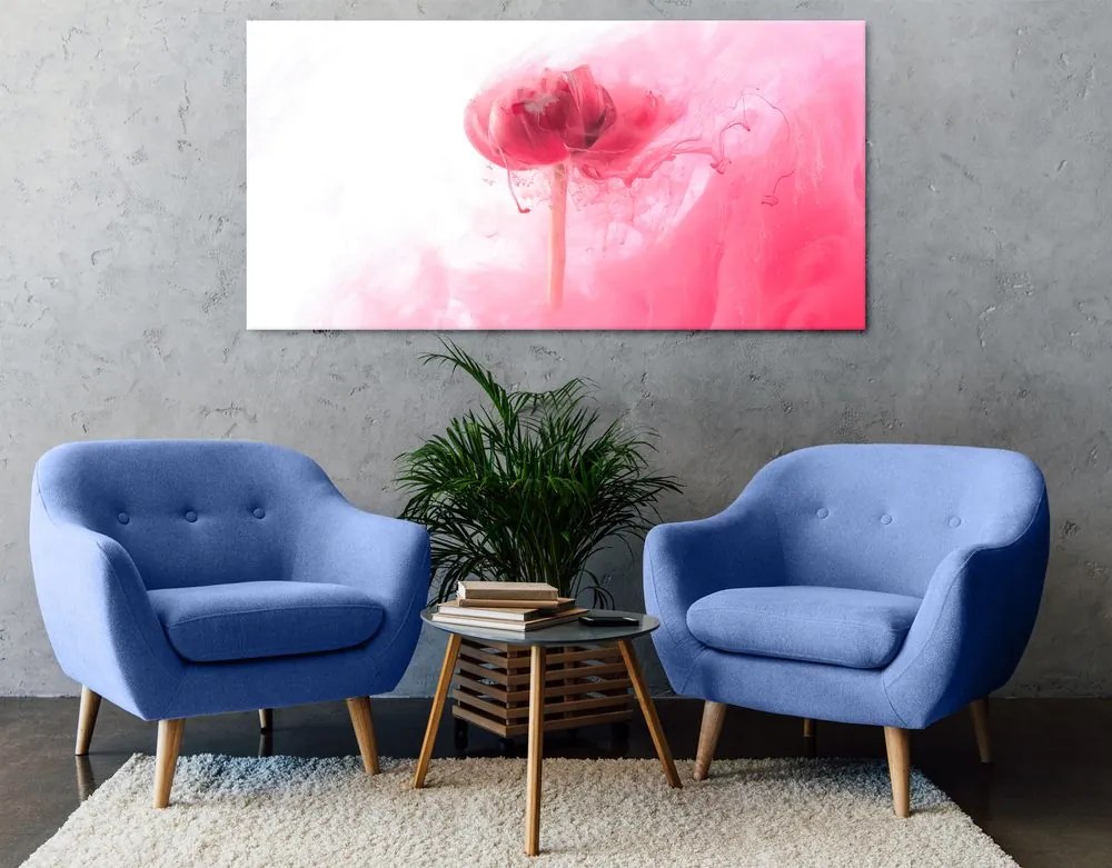 Εικόνα ενός ροζ λουλουδιού σε ένα ενδιαφέρον σχέδιο - 100x50