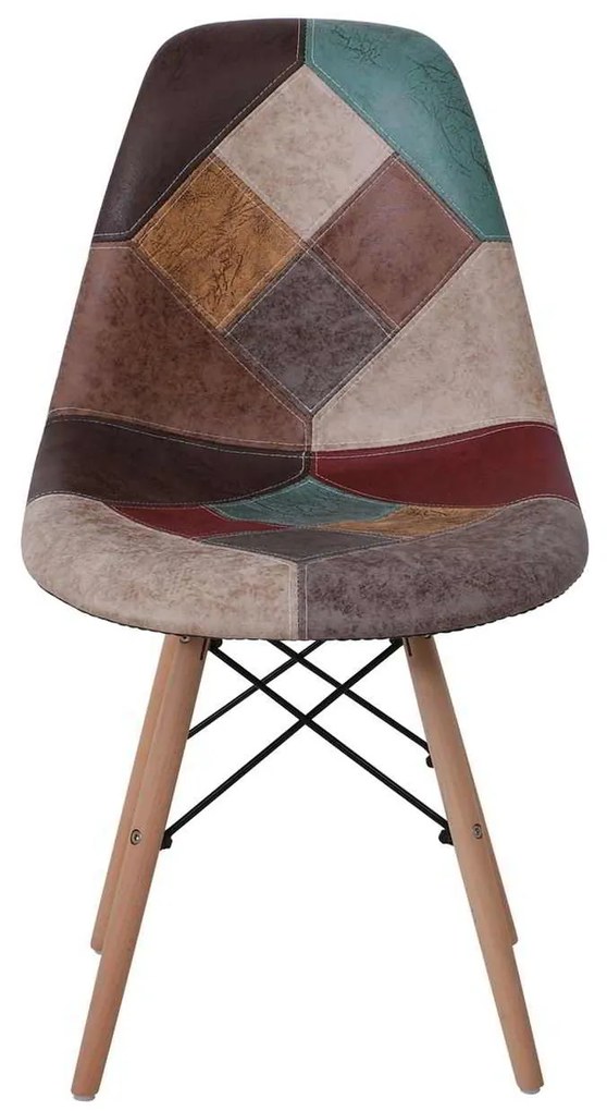 Καρέκλα Wood ART Ύφασμα Patchwork Patchwork Καφέ 47x52x84cm (Σετ 4 ΤΕΜ)