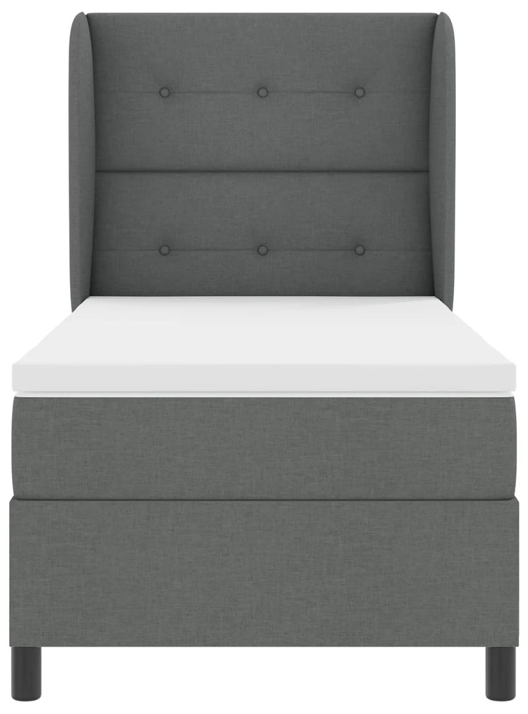 vidaXL Κρεβάτι με Στρώμα Σκούρο Γκρι 90x190 cm, Υφασμάτινο