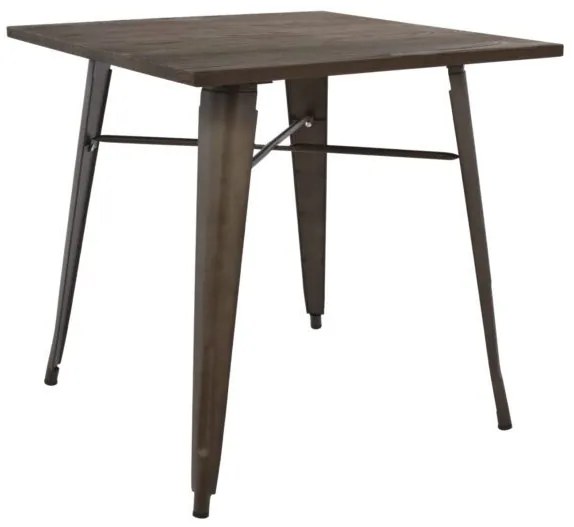 ΤΡΑΠΕΖΙ ΜΕΤΑΛΛΙΚΟ ΣΕ ΧΡΩΜΑ RUSTY ΚΑΙ ΞΥΛΟ HM0611.04 80x80x76εκ