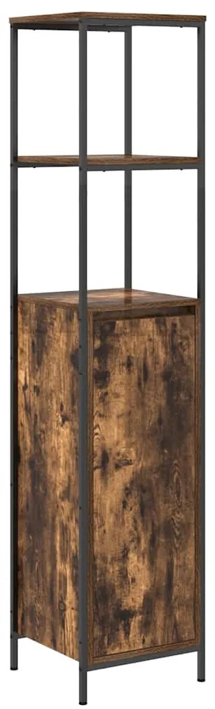 vidaXL Ντουλάπι μπάνιου με ράφια καπνιστή δρυς 36x35x165 εκ.