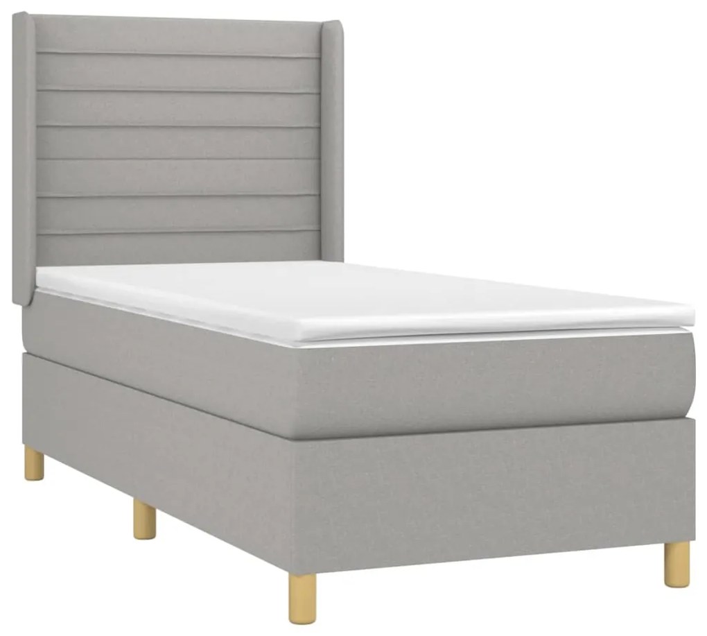 vidaXL Κρεβάτι Boxspring με Στρώμα &amp; LED Αν.Γκρι 100x200εκ. Υφασμάτινο