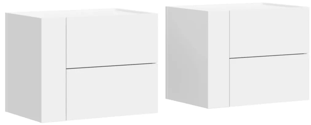 vidaXL Κομοδίνα Επιτοίχια 2 τεμ. Λευκά 45x30x35 εκ.