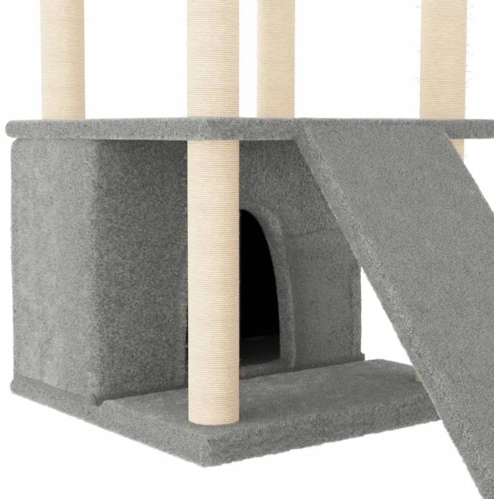 vidaXL Γατόδεντρο Aνοιχτό Γκρι 133 εκ. με Στύλους Ξυσίματος από Σιζάλ