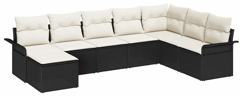 vidaXL Σετ Καναπέ Κήπου με μαξιλάρι 8 pcs Μαύρο Πολυ ράταν
