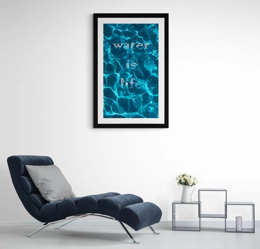 Αφίσα με παρπαστού και αφιέρωση- Το νερό είναι ζωή - 20x30 black